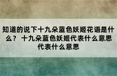 知道的说下十九朵蓝色妖姬花语是什么？ 十九朵蓝色妖姬代表什么意思代表什么意思